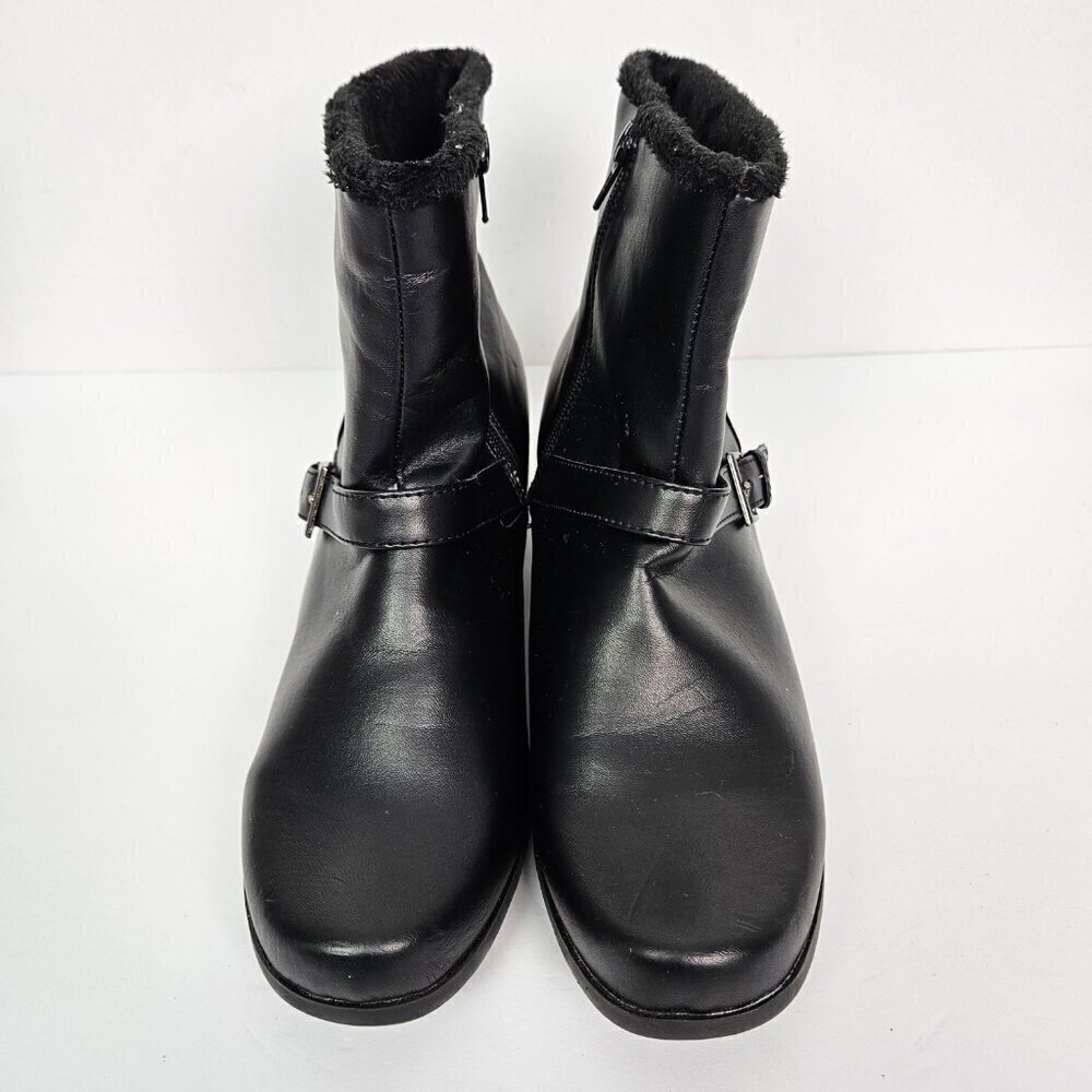 Khombu Madison Black Faux Leather/Fur Lined Winter Heel Boot 9.5 - Picture 2 of 10